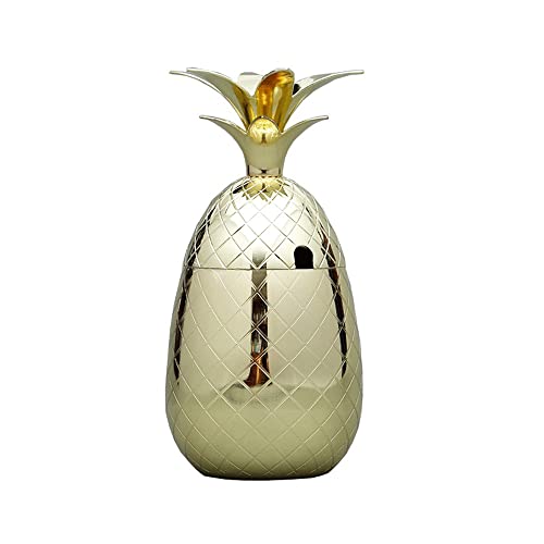 WUHUQN 550/900ml Pineapple Ice Bucket, Cocktail Drinks Bucket Winebowls, Stainless Steel Mugs Bar Tools, for Bar Ktv Kitchen Outdoor Party Supplies, Gold
