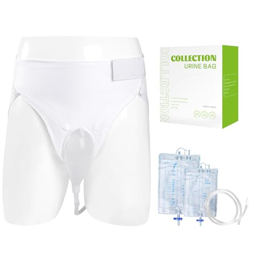 Wearable Urinal for Men,Protable Male Urine Collection Bag，Reusable Silicone Urine Bag,Urinary Drainage Bag System,Elderly Urinal with Urine Bags(2000 ML*1+1000 ML*1) for Bedridden Patients