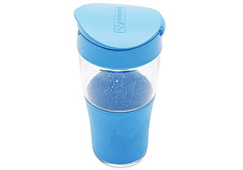 Luminarc - Portable Drinking Glass Bottles, Car Mug, Transportable Direct Drink Jar Bottles, Stylish Mason Jar Bottles, Glass Jars, Leak-Proof - 500 ml (Blue) - Image 3 thumbnail