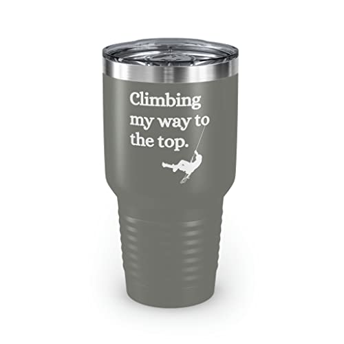 Teegarb Letter Blanket Becher aus Edelstahl, mit lustigem Spruch Climbing my way to the top climber Entrepreneur, für Damen und Herren, 850 ml, Grau