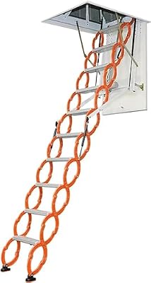 LYNMTPJ Concertina Loft Ladder Alloy Attic Access Ladder Ceiling Attic Stairs Indoor Invisible Folding Telescoping Ladder Can Bear 1100lbs (80x90cm/31.5x35in)