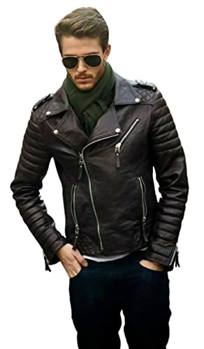 Image of SKADO Genuine Leather Jacket Men Real Leather Jacket Biker Soft Lambskin SlimFit