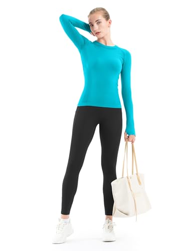 Image of MathCat Seamless Workout Shirts for Women Long Sleeve Yoga Tops Sports Running Shirt Breathable Athletic Top Slim Fit XS-XL