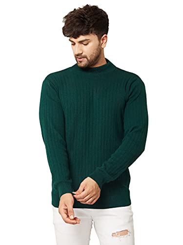 Kvetoo Men High Neck Full Sleeve Winter Woolen Sweater Bottlee Greenn M Size