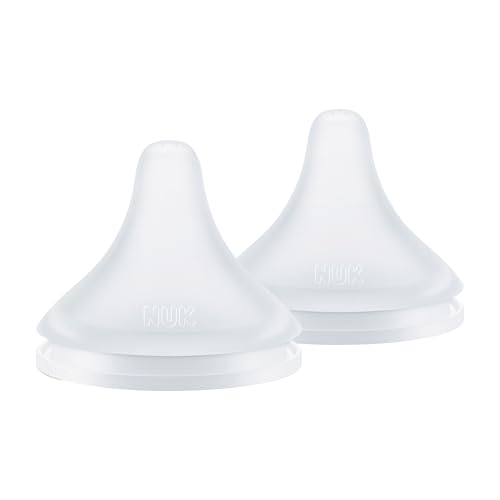 NUK Perfect Match - Pezón de silicona suave de flujo lento con ventilación anticólicos, paquete de 2, sin BPA