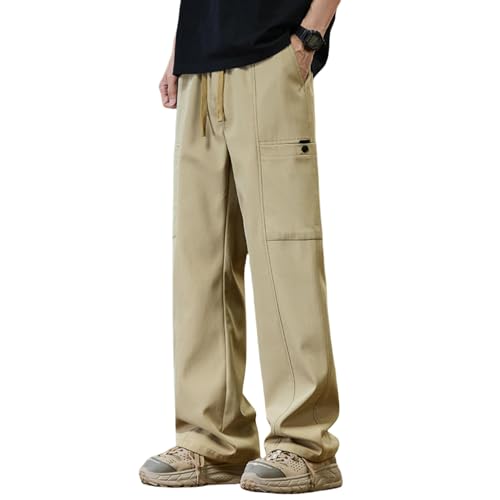 Men's Summer American Patchwork Big Pocket Trendy Loose Straight Workwear Casual Pants