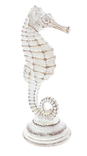 Figura Decorativa de Caballito de Mar Resina Beige 8.25 pulg