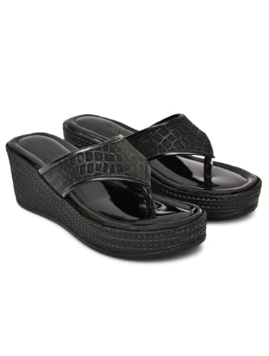 Image of Women's Wedge Heel Flip Flops | Stylish Platform Slippers for Women | Soft Cushioned Comfort | Anti-Slip Sandals | Casual Slip-On Thong Sandals