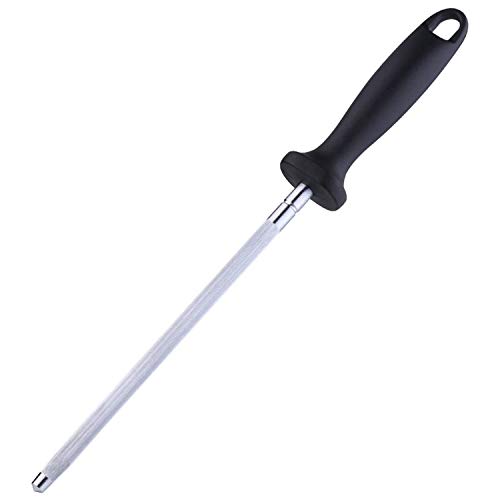 12 Inch Honing Steel Safe Knife Sharpening Steel Sharpening Rod Knife Sharpener Carbon Steel Sharpener Rod for Home Kitchen Hunting Master Chef Home Gourmet Blade