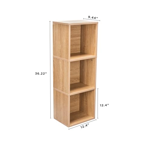 Image of Cube Storage Shelf, 3 Cube Storage Organizer, 3 Tier Bookshelf Small Bookcase, Wooden Book Shelf for Bedroom, Small Bookshelf for Living Room and Office (Natural, 3 Cube)