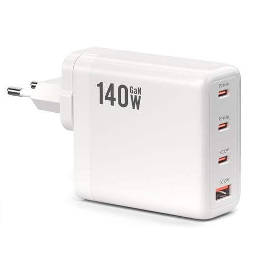 200W USB C Ladegerät, PD 100 W Schnellladegerät 6 Port Ladestation GaN-III Charger, Netzteile Kompatibel mit MacBook Pro/Air, Dell XPS, iPhone 15/16/14/Pro, Samsung, Xiaomi, iPads, Steam Deck (White)