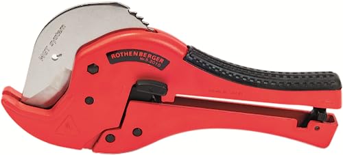 Rothenberger Rocut TC 50 Professional Plastic Pipe Shears with Stainless Steel Blade, Rubberized Handle, Transport Lock - Ideal for Plastic Pipes - 0-50 MM Cutting Range - 52010