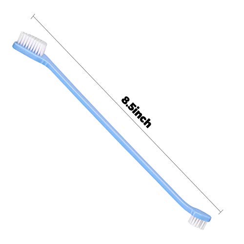 HAWATOUR Dog Toothbrush, L Size Finger Toothbrush and Long Handle Double-Headed Toothbrush for Small to Large Dogs and Cats 10Pcs Pet Toothbrush
