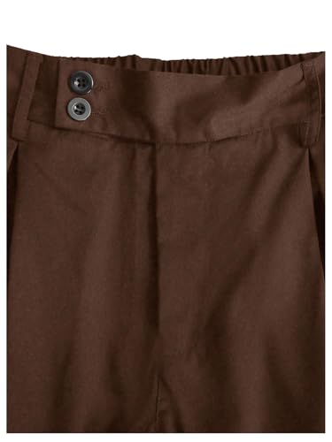 Milumia Men's Pleat Front Wide Leg Long Pants Button Loose Casual Pants3