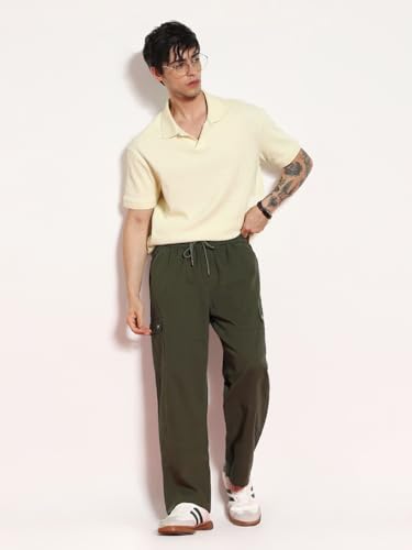 Image of Urbano Fashion Men's Loose Baggy Fit Cargo Jogger Chino Pant with 6 Pockets Stretchable