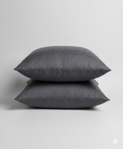 Image of Y & A'M Grey Embroidered Cushion for Sofa & Chair | Elegant Decorative Home Decor Accent with Soft Comfortable Design | Stylish Living Room Bedroom Seating Accessory | 16 x 16 Inch (Grey-emboridry, 1)