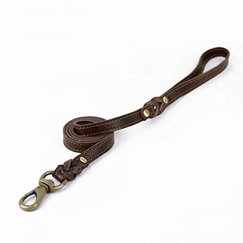 Laisse en cuir pour chien durable et souple couleur café taille S confort premium