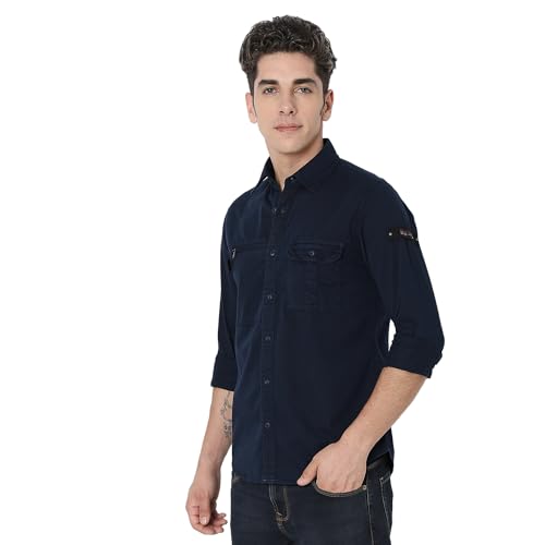 Image of Spykar Men's Regular Fit N /A Full Sleeve Solid Casual Shirts
