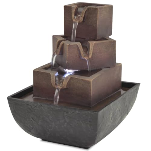 vidaXL Zimmerbrunnen mit LED Polyresin Dekobrunnen Springbrunnen Tischbrunnen