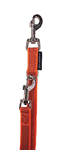 Hundeleine gummiert verstellbar/Doppelleine gummiert für mittlere und große Hunde / 2m / 2,40m / 2,80m / 3,50m / 5m (Orange, 2m)