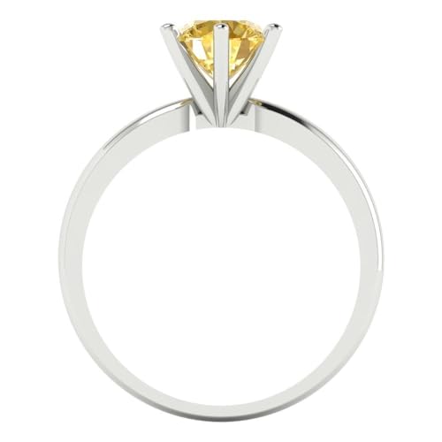 1 ctw Round Cut Solid Gold Engagement Ring for Women - 14K White Gold - Natural Citrine Wedding Promise Ring for Her4