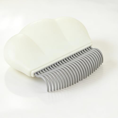 Image of 2-in-1 Pet Hair Removal Massaging Shell Comb, Soft Deshedding Brush for Cats & Dogs, Gentle Grooming Tool for Mats & Tangles (White)