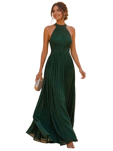 Ever-Pretty Women's Elegant Halter Formal Dresses Evening Gowns Pleated Glitter Floor Length Wedding...