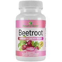 Harvest of Nature Beet Root Supplement 1300mg Beet Root Capsules with Beet Root Powder for Energy, Endurance, Cardiovascular Health & Recovery Vegan, Non-GMO, 60 Veggie Capsules