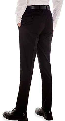 Poleplus Mens Dress Pants Classic Slim Fit Flat Front Straight Business Suit Work Casual Slacks Tuxedo Trousers (As1, Waist_Inseam, Numeric_38, Numeric_32, Black) #TOP2