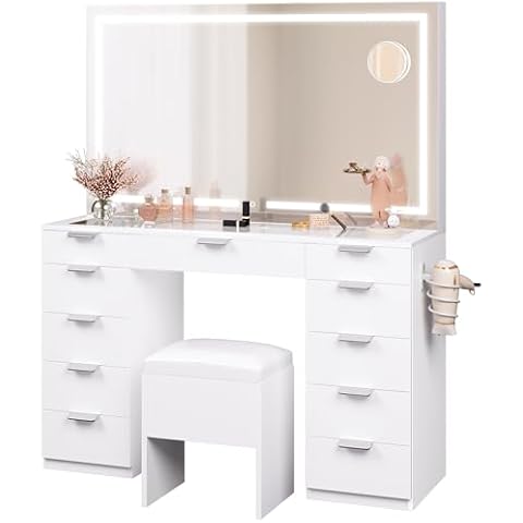 YITAHOME Glass Top Vanity Table Set Cover