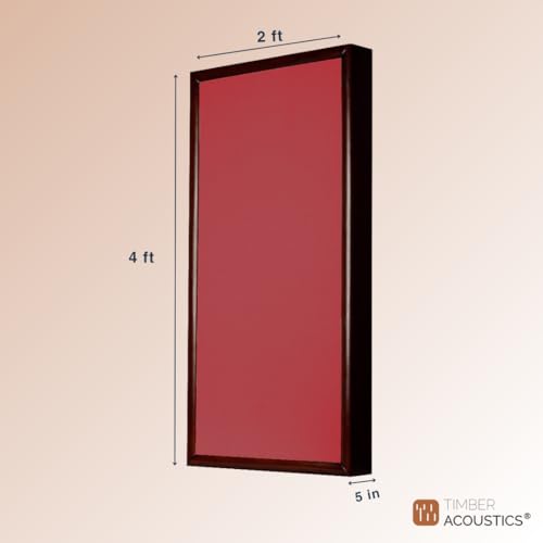 Image of Timber Acoustics Soundproofing Wooden Frame Acoustic Panels, Rockwool Safe 'n' Silent Pro. (WALNUT) [SET OF 3] (Red, 2'X4'X5 inch)