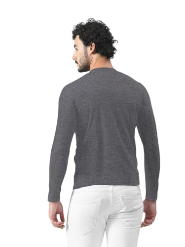 Image of Men's Long Sleeve Henley T-Shirt with Button Placket | Soft & Comfortable Casual Wear