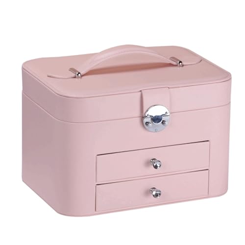 Boîte de rangement de bijoux portable à grande capacité avec serrure sécurisée