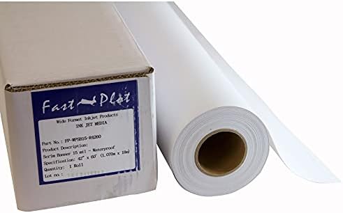 FastPlot Outdoor Scrim Vinyl Banner 15 mil Waterproof - 400g 36"x60' Roll