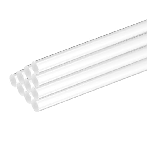 MECCANIXITY 10 Pcs Acrylic Round Rods 9/32" x 12" Clear Acrylic Dowel Rods Sticks Plastic Sticks Strip for Model Making DIY Crafts Lighting Gardening Decorations - 7mm x 300mm
