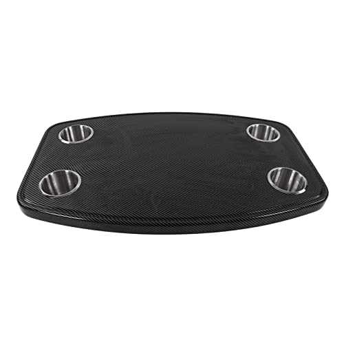 Tablero de madera de fibra de carbono con 4 portavasos de acero inoxidable para autocaravanas