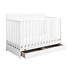 Graco Asheville 5 in 1 Convertible Crib with Drawer White–GREENGUARD Gold Certified Crib with Drawer Combo Full Size Nursery Storage Drawer Converts to Toddler Bed Daybed and Full Size Bed