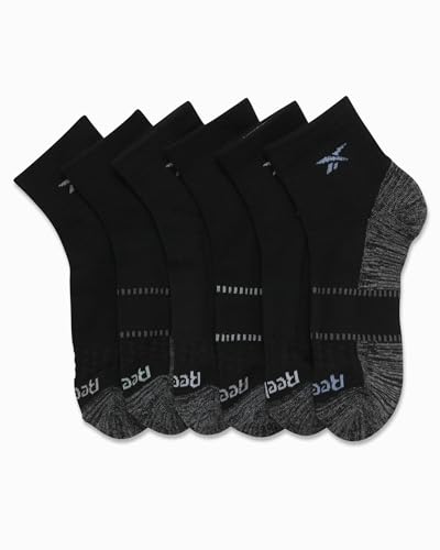 Image of Reebok Womens Quarter Socks 6 Pack Comfort Cushioned Athletic Socks | Moisture-wicking Fabric Keeps Feet Dry, Flexible Knit Hugs the Arch, Plush Footbed Absorbs Shock