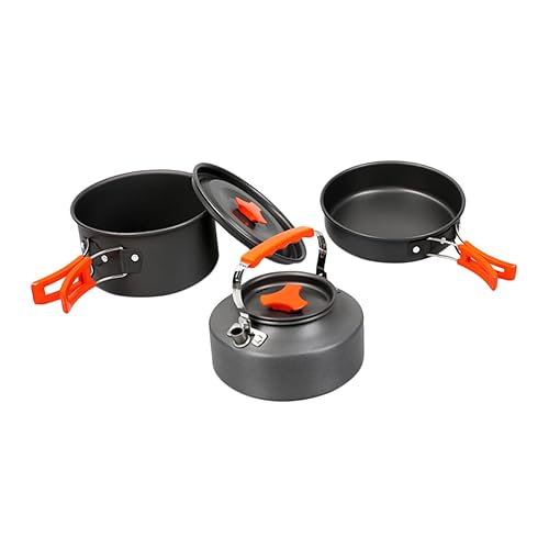 HOLIDYOYO 1Set Portable Camping Cookware for People Lightweight Cooking Pot and Kettle Compact Outdoor Cooking Kit with Storage Bag for Hiking and Picnics