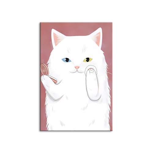 アートパネル 木枠付き 完成品 キャンバス 猫 ネコ アニマル 動物 壁画 額付き 現代 モダン インテリア ソファの背景画 飾り絵 油絵 絵画 プレゼント ギフト 木目調 フレーム アートボード ポスター 玄関 壁飾り 部屋飾り? (70x100cm(2