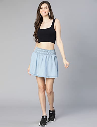 Image of oxolloxo Women Regular Fit Cotton Solid Casual Skirt