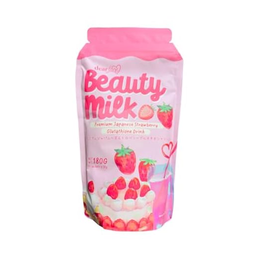 Dear Face Beauty Milk Japanese Collagen STRAWBERRY Drink - 50,000mg Hydrolyzed Collagen, 6.3 Ounce (Pack of 1)