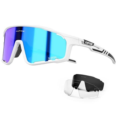 Image of KAPVOE 3 Lens & Polarized Cycling Sunglasses Men Women MTB Running K76 | 3-lens and polarized sports eyewear for men and women, designed for cycling, MTB, running and fishing