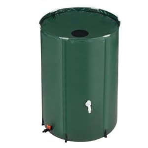 VINGLI 100 Gallon Collapsible Rain Barrel, Portable Water Storage Tank, Rainwater Collection System Downspout, Water Catcher Container with Filter Spigot Overflow Kit