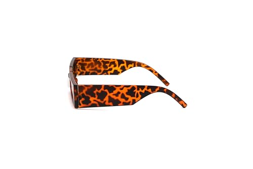 Technigadgets Axel Retro Rectangle Sunglasses Small Frame Vintage Eyeglasses For Men Women Outdoor Fashion Eyewear UV Protection Mens Womens Gift Leopard4
