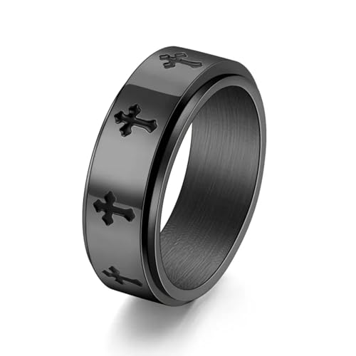 Anneau spinner de relaxation rotatif en acier noir pour hommes et femmes