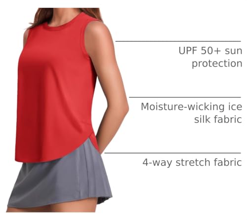 Image of PINSPARK Workout Tank Tops Woman Ice Silk UPF 50+ Athletic Yoga Shirts
