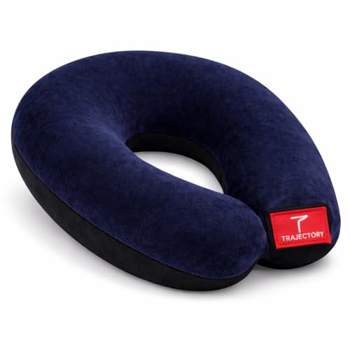 Image of Trajectory Travel Neck Pillow for Travelling and Sleeping in Airplane Flight, Cab, Car, Train, Bus for Men and Women Blue (As seen on Shark Tank)