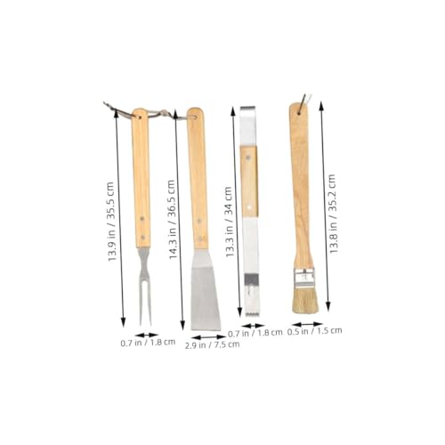 Set de 10 utensilios para barbacoa Luxshiny con mango de madera miniatura 2