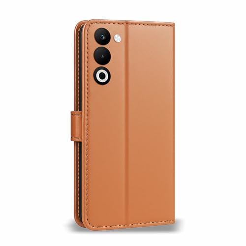 Image of AIBEX Shock Proof Flip Compatible for Oppo A5 5G / Oppo K13x 5G Flip Cover Leather Finish | Inside TPU with Card Pockets | Wallet Stand | Complete Protection Flip Case - Brown